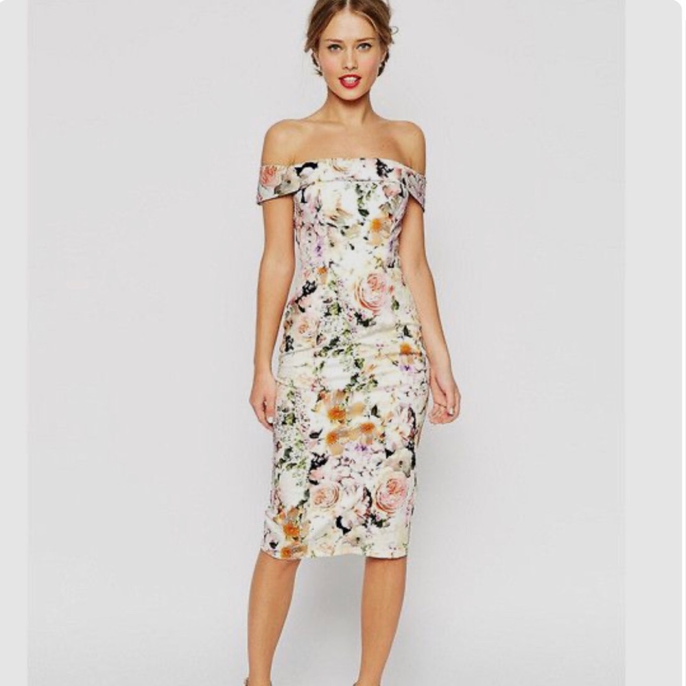 ASOS Floral Bardot Fit Dress